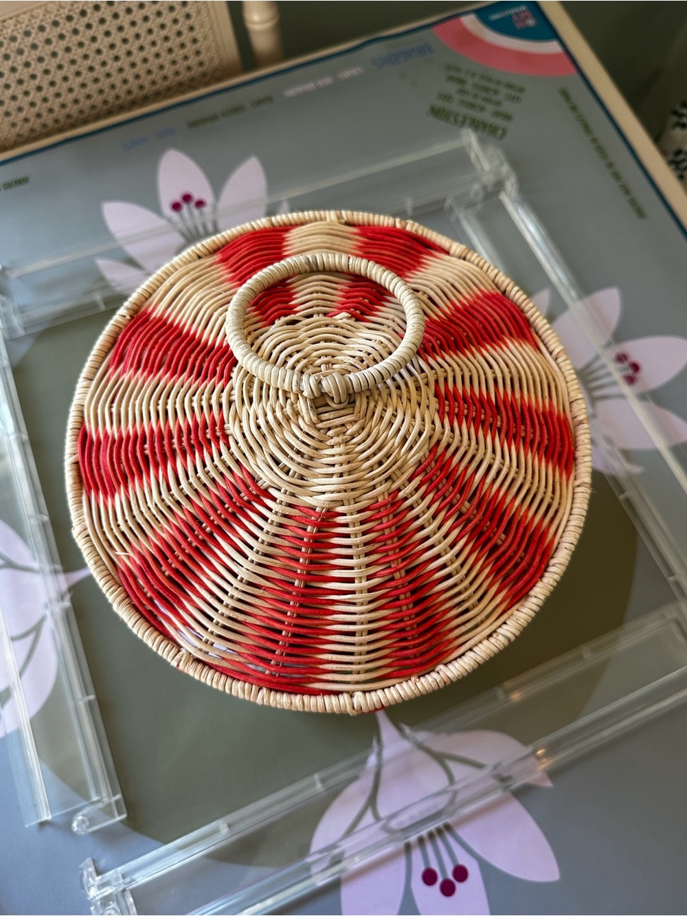 Handwoven Pink & Wicker Novelty Handbag - Picture 5 of 11